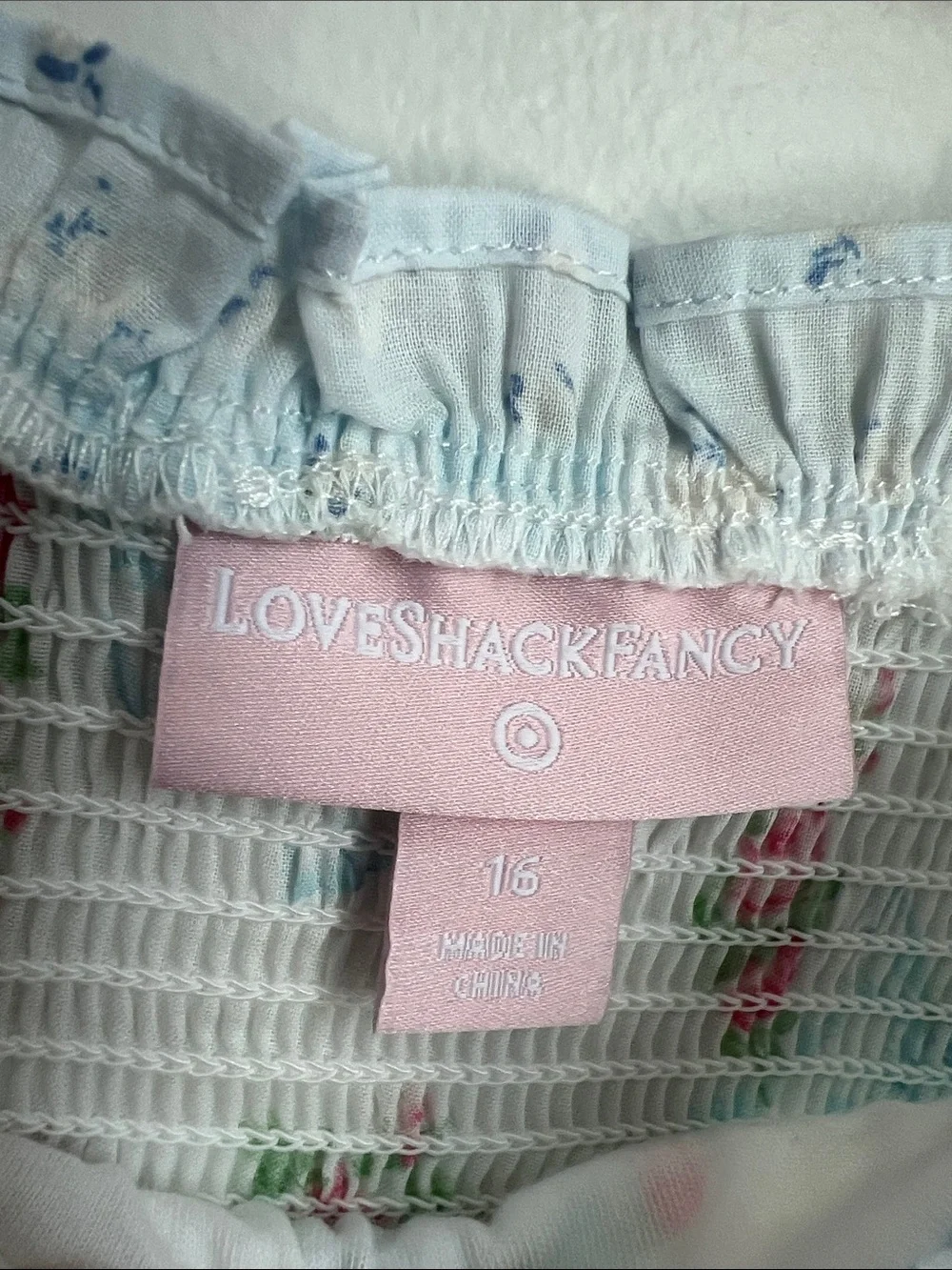 Target x LoveShackFancy | Girls Blue & White Floral Smocked Dress NWT Size 16